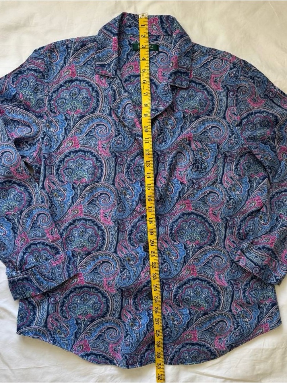Ralph Lauren Pajamas 2-Piece Set Womens SZ XL Paisley Navy Pink EUC - Picture 5 of 13